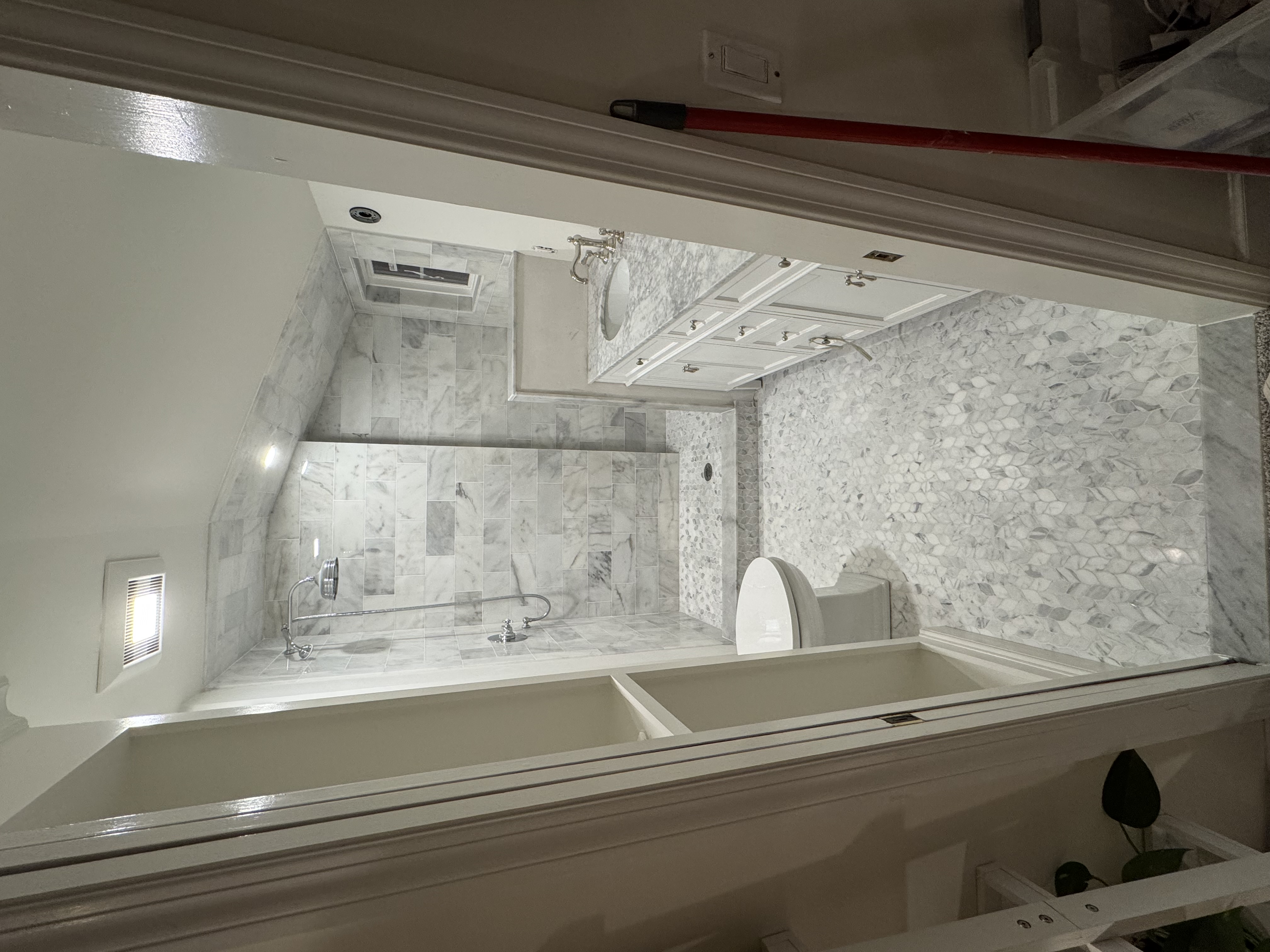 Finished marble bathroom after remodeling